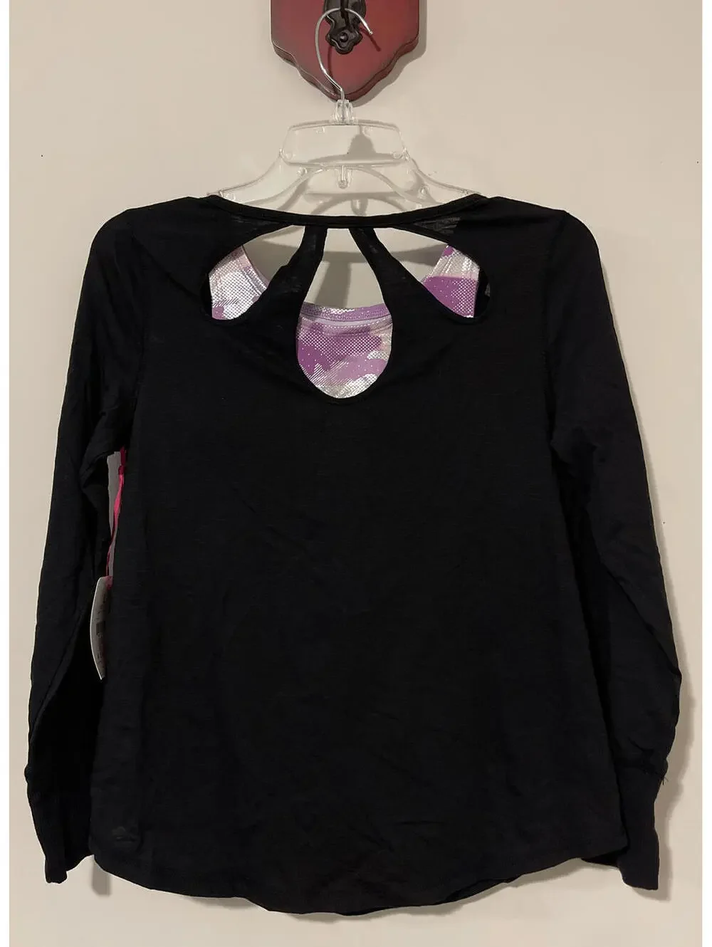 Justice Girls Large 12/14 Black “Inner Peace” Shirt & Sports Bra Set NWT! A6204